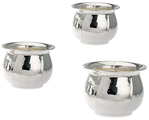 Blumenübertopf 3 TLG Hammerschalgdekor D 8, 10, 12 cm Premium Silber Plated versilbert