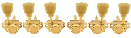 Musiclily Pro R15T-08 3R3L 14:1 Vintage Gitarre Locking Mechaniken Gold | Halbgeschlossen,Keystone Button,für E-Gitarre Akustikgitarre