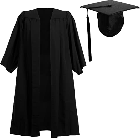 Ashington Ceremonial Gowns Value Graduation Gown and Cap Unisex, Elasticated Mortar board, Black M