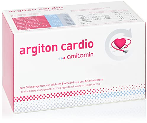 amitamin argiton cardio, für Blutdruck, Herz, Gefäße, Apothekenqualität, 120 Kapseln, Komplex- Formel mit L-Arginin, Vitaminen B6,12,C,D,E, Folsäure, Natrium und Zink