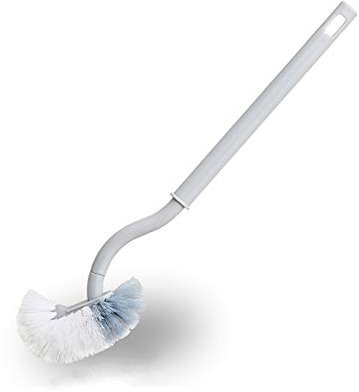 Set portascopino e portascopino Spazzola per servizi igienici, spazzola igienica per la pulizia del bagno-design ergonomico, forte potenza di pulizia, bella, resistente (bianco / grigio) Porta scopino