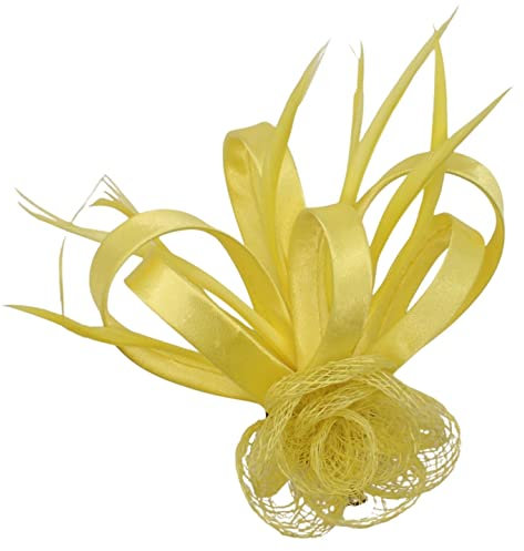 Topkids Accessories Mini-Faszinator-Haarspangen, kleine Faszinator-Faszinator-Blumen-Haarspange, Hochzeitsklammer, königlicher Ascot-Hut (Zitrone)