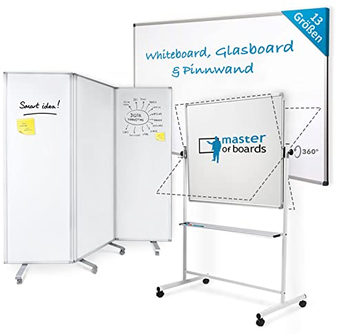Master of Boards Magnettafel Whiteboard magnetisch 100 x 150 cm white board magnet Tafel für Büro und Heim, beschreibbar, trocken abwischbar mit Alu Rahmen in Hoch- und Querformat montierbar