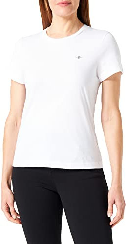 GANT REG SS Shirt À Manches Courtes Shield Regular, White, XS Femme