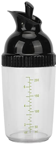 Salatdressing-Shaker, 200ml auslaufsichere versiegelte Flasche für Sojasaucen, Vinaigrette und Salatdressings(Schwarz)