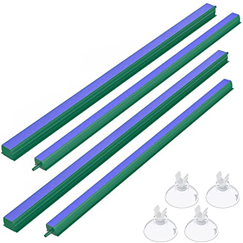 Pawfly Aquarium Air Stone Bar Bubbler 40 cm Long Bubble Release Tool with 4 Suction Cups Square Oxygen Diffuser for Air Pump Fish Tank Pond and DWC Reservoir, 4 Pack