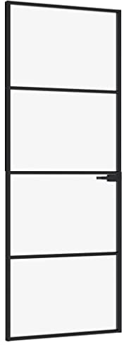 vidaXL Porta Interna Nera 76x201,5cm Vetro Temperato Alluminio Sottile