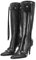 Dsevht Damen Stiletto Schwarz Kniehohe Stiefel Sexy Spitze Stiefel Mode Trendy High Heel Stiefel Reißverschluss, Schwarz, 37.5 EU