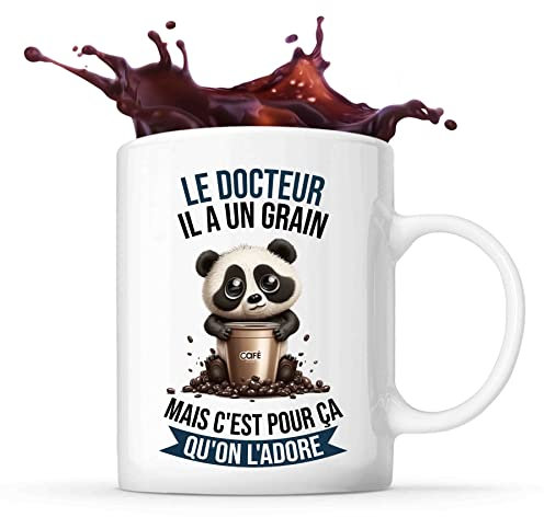 Planetee Tasse Le Docteur Panda Café | Idée Mug Cadeau Travail Métier Humour Collègue Homme Anniversaire Noël