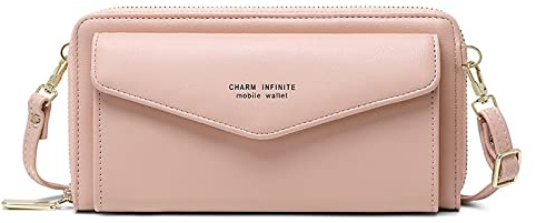 FORRICA Portafoglio Donna Borsa Tracolla per Cellulare Touch Screen Blocco RFID Ragazza Pochette Portafogli per Cellulare in Pelle PU Borsa per Telefono con Fessure per Carte Rosa