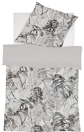 fleuresse Mako-Satin Bettwäsche Bed Art S Chatham grau 1 Bettbezug 155 x 220 cm + 1 Kissenbezug 80 x 80 cm