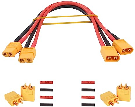 GTIWUNG 2 Stück XT60 Stecker auf XT60 Buchse mit 30cm 14AWG Silikon Draht, XT-60 Verlängerungskabel, 2 Paar XT-60 Männlich Weiblich Stecker Buchse mit Wärmeschrumpf für RC Lipo Akku FPV Drone