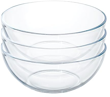 FOYO 5 Inch Glass Mixing Bowls Set - Round, Small Glass Salad Bowls for Kitchen, Set of 3