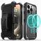 Vena vArmor Rugged Case for Apple iPhone 15 Pro (6.1), (Military Grade Drop Protection) Magsafe Compatible and Heavy Duty Holster Belt Clip Cover with KickStand - Space Gray/Black
