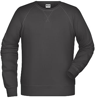 James & Nicholson Herren Raglan Sweatshirt - Sweatshirt im Raglanschnitt aus Bio-Baumwolle | Farbe: graphite | Grösse: L