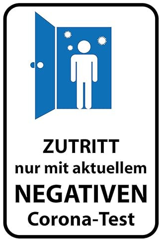 AGDeko® Blechschild Zutritt negativen Corona Test Größe 30x20 cm