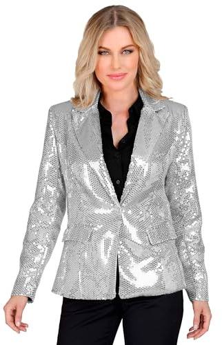 W WIDMANN MILANO Party Fashion - Pailletten Blazer Damen | Funkelndes Jackett mit Glitzer-Look, auffälliges Party-Outfit für Karneval, Festival & Mottoparty