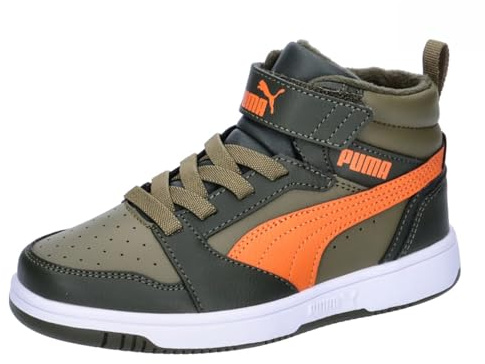 Puma Unisex Kids Rebound V6 MID WTR AC+ PS Sneaker, Dark Olive-Maple Syrup-Puma Olive, 29 EU