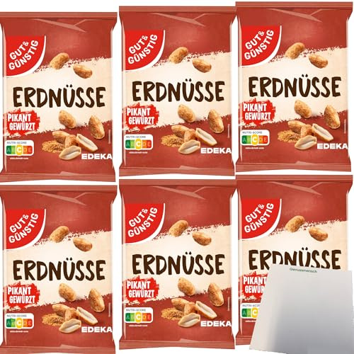 Gut&Günstig Erdnüsse pikant gewürzt 6er Pack (6x150g Packung) + usy Block