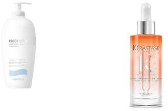 Biotherm x Kérastase Trockene Haut Routine, Biotherm Lait Corporel L'Original, Bodylotion für intensive Feuchtigkeitspflege, 400 ml & Kérastase Nutritive, Nutri-Supplement Scalp Serum 90 ml