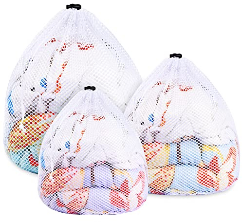 3 Pezzi Sacchetti Lavatrice Riutilizzabile in Maglia Fine, Retina per Lavatrice, Sacchetto Lavatrice a Rete, Mesh Laundry Bag, Borsa Lavaggio in Rete per Biancheria Resistente con Coulisse