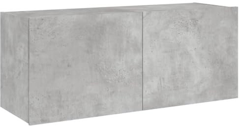 vidaXL Mobile TV a Parete con Luci LED Grigio Cemento 100x35x41 cm