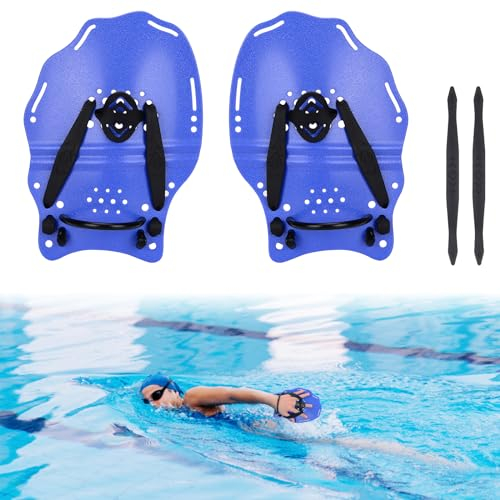 BOOSTEADY Schwimmpaddel für Erwachsene Handpaddel Schwimm Trainingstool Schwimmhilfe Schwimmzubehör, Blau(23,87 * 16,51 cm)