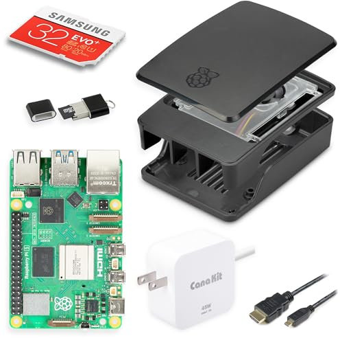 CanaKit Raspberry Pi 5 Essentials Starter Kit with Official Black Case (4GB RAM)