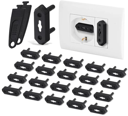MiniHugs - Set 20 Copriprese per Bambini Universali + 2 Chiavi - Tappi copri prese corrente bambini