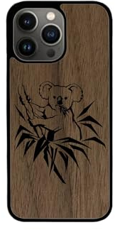 Enowood Handyhülle aus Holz für das iPhone Artisanal - Koala - iPhone 13 Pro - Noyer