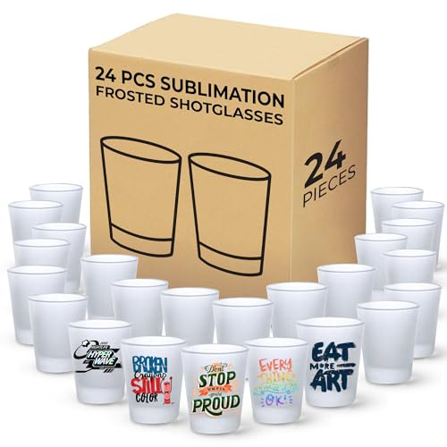 Your Dream Party Shop Sublimation Shot Glasses 24 Pcs, 1.5 oz Each, Sublimation Shot Glass Blanks, Shot Glass, Blank Shot Glasses, Glass Sublimation Blanks, Long Shot Glasses, White Shot Glasses