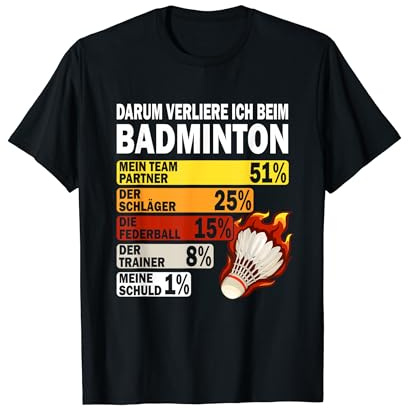 Retro Badminton Federball Motiv Ausrede Verlierer Training T-Shirt