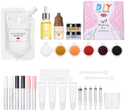 Lipgloss Making Kit - Selber Machen Set für Mädchen Mit Glitzer - Lippenbalsam-Wissenschaftsset Zum Eigenen Lipgloss Herstellen