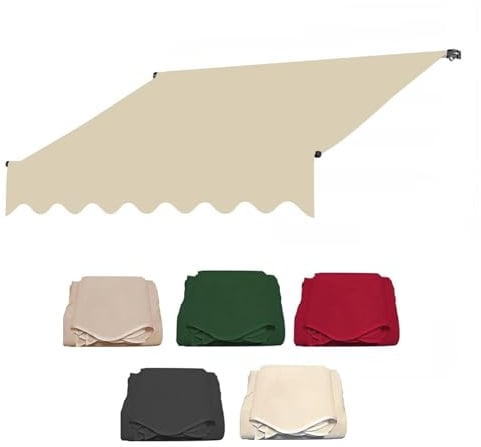 LXRHLIKG Ersatz für Einziehbaren Klemmmarkise Stoff, Außen Klemm Markise aus PU-Beschichtetem Polyestergewebe mit Wasser- und Sonnenschutz(Color:Beige,Size:98/250cm)