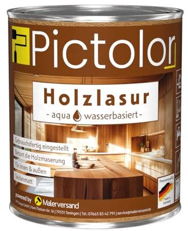 Pictolor® Holzlasur Aqua Wasserbasiert (Teak, 0,75 Liter)