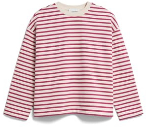 ARMEDANGELS Damen Sweatshirt aus Bio-Baumwolle FRANKAA MAARLEN Stripe Oversized Fit Undyed-Crushed Berry