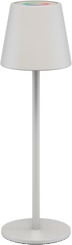 goobay LED Tischleuchte kabellos/stufenlos dimmbar mit Touch Steuerung/LED Akku Tischlampe für Innen und Außen / 150lm und RGB-Lichtfarben - 3000K warmweiß, USB-C, Weiß / 73928
