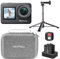 AKASO Brave 7 Action Camera Selfie Stick Bundle - Includes Brave 7 Underwater Camera, Native 4K EIS 2.0 Dual Screen, Selfie Stick, 2 Batteries, Carrying Case, and Accessory Kits