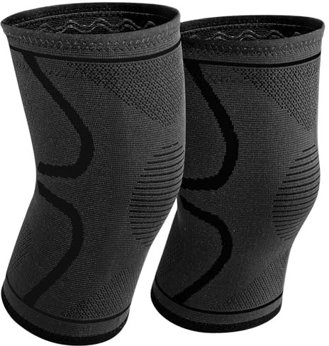 WellSync Kniebandage Männer Damen Kompression Stabilität Kniestütz für Gelenkschmerzen Meniskusriss Arthritis, Verletzungen Rutschfest Atmungsaktiv Knee Brace für Sport Laufen Joggen, 2er Set