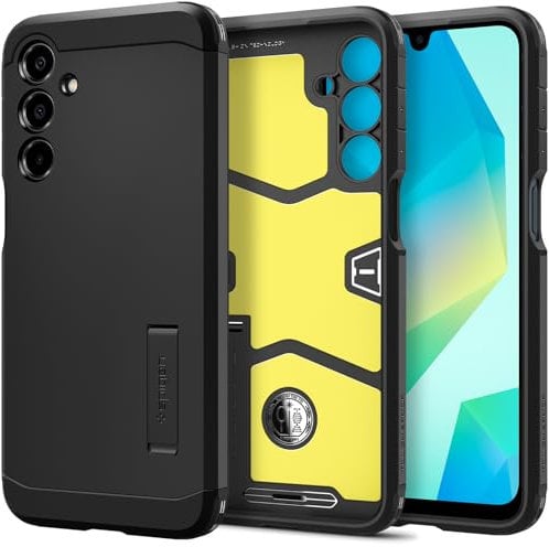 Spigen für Samsung Galaxy A16 5g Hülle [Integrierter Kickstand] Tough Armor Handyhülle Samsung A16 Hülle -Black