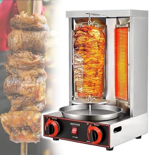 XCSCUK Máquina de Kebab, Horno asador de Gyros a Gas, Parrilla giratoria automática sin Humo, para Uso Comercial/doméstico