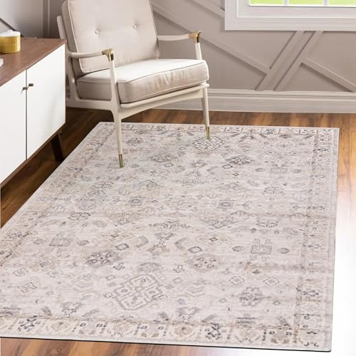 Mazovia Groß Teppich Wohnzimmer 300x400cm Creme Klassisch Orientalisch Weiß | Teppich für Schlafzimmer Esszimmer Büro Beige Weich Pflegeleicht Tierfreundlich Allergikerfreundlich Fußbodenheizungsgeeignet