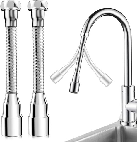 Wasserhahn Verlängerung Küche, 2 Stück 360° Schwenkbarer Multifunktionaler Faucet Extender Armatur 14cm Wasserhahnverlängerung für Küche Waschbecken Badewanne