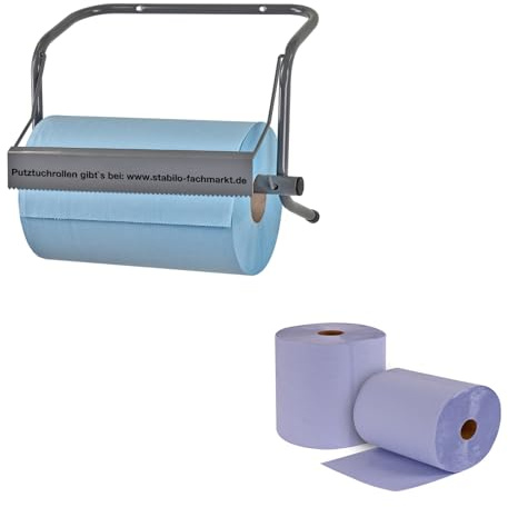 Putztuchrollenhalter Wandhalter Set Industrie Rollenständer 40cm | Werkstattspender, Papierrollenhalter, Industriehalter, Tuchspender, Reinigungssystem, Putzpapierständer