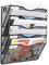 FoiiLiio 5 Fächer Metall A4 Zeitschriftenhalter Wand Zeitschriften Wandhalter Dokumentenhalter Hängend Büro Wandablagefächer Magazin Organizer Flyerhalter Prospektspender mit Etiketten Design
