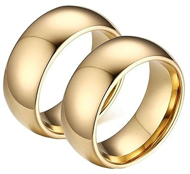 Lirzxin Partnerringe Wolfram, Hochzeitsringe Damen Herren Ringe mit Gravur für Paare Rund 8MM Poliert Gold Frauen Größe 65 (20.7) & Männer Gr. 62 (19.7)