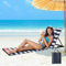 Sonnewelt Strandmatte mit Rückenlehne Strandliege Klappbar Leichte,Faltbares Strandstuhl mit Lehne und Tragebeutel - Wasserdicht und tragbar,Liegematte (Blau-Weiß,158x55cm)
