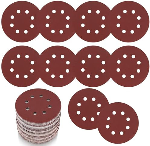 30 Stk Schleifpapier 125mm Klett, Schleifscheiben, 8 Löcher Rund Klett Schleifpapier für Exzenterschleifer Holz, Metall, Farbe (180 Körnung)