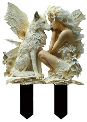 Feizikaw Vorgarten Deko Böhmischer Feen-Blumentopf, 2D Dekoration, Feen-Übertopf, Blumentöpfe, Feengarten-Zubehör, Acryl, böhmischer Blumentopf für Ihr Zuhause oder Ihren Garten (White, 21X30cm)