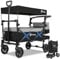 Sekey Faltbarer Bollerwagen mit Dach 2 Kinder, Bollerwagen Faltbar Kinder 100KG Tragkraft mit stoßfesten PU-Rädern, Handwagen mit Schiebegriff, Upgrade-Version TP5050, Schwarz mit Grau